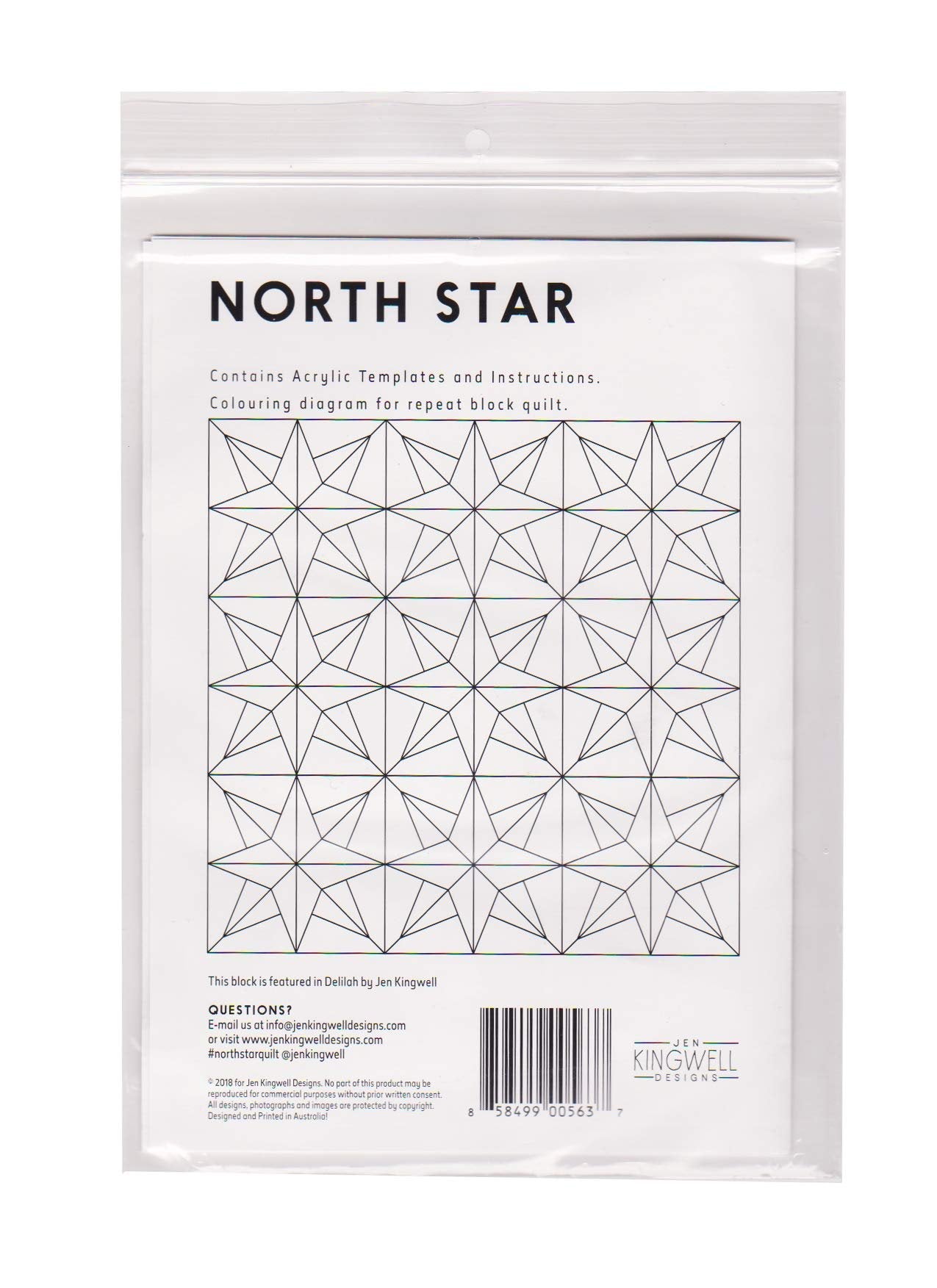 North Star Tempters Acrylic Template Set Jen Kingwell 9" Block