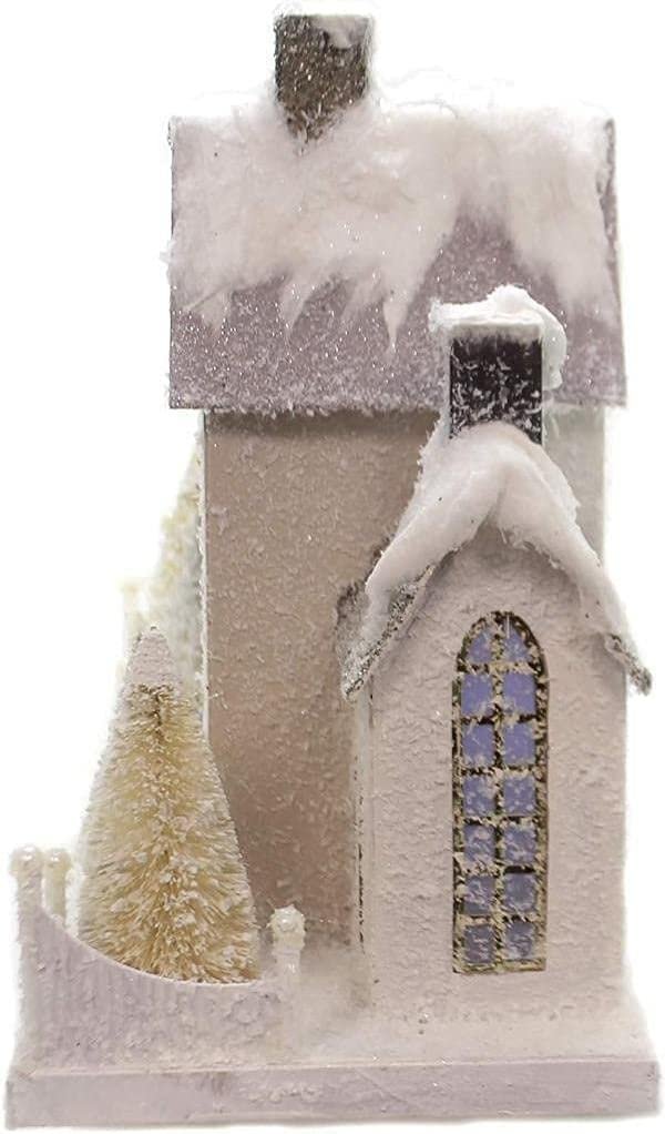 Cody Foster and Co Santa's White and Red 8.5 inch Christmas Village House Happy Holidays, Multicolor