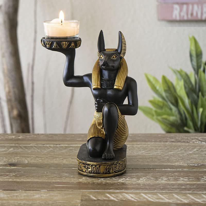 Pacific Giftware Anubis Candle Holder, 7-inch Height, Resin, Table Decoration