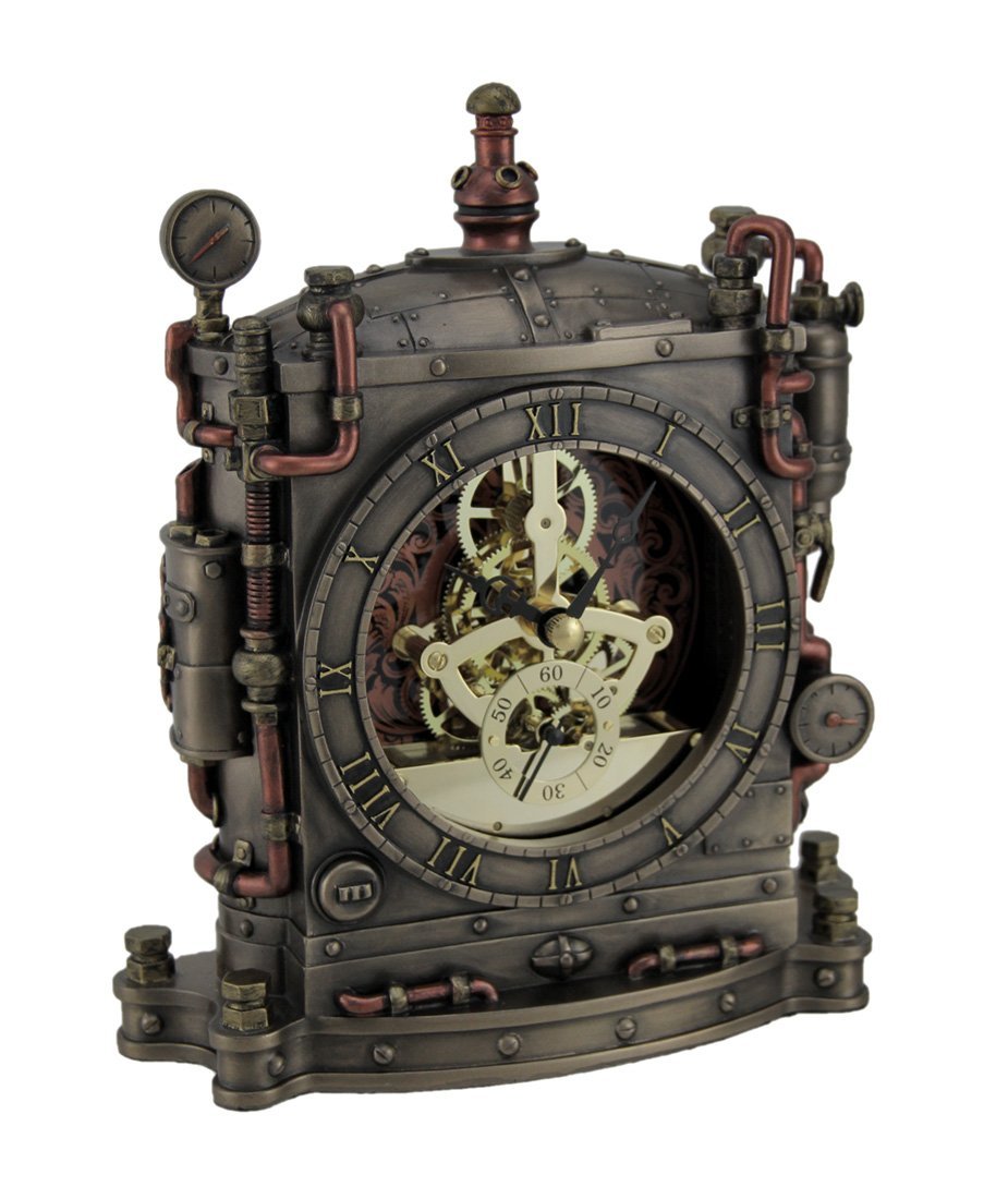 The Grand Machine Steampunk Style Bronze Finished Mantel Clock
