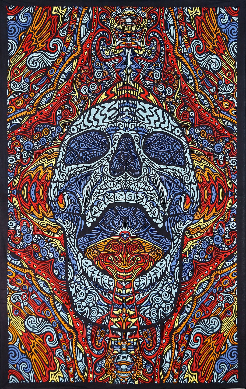 Sunshine Joy 3D Mindful Skull Tapestry Beach Sheet Hanging Wall Art Magical Decor - 60x90 Inches - Amazing 3-D Effects