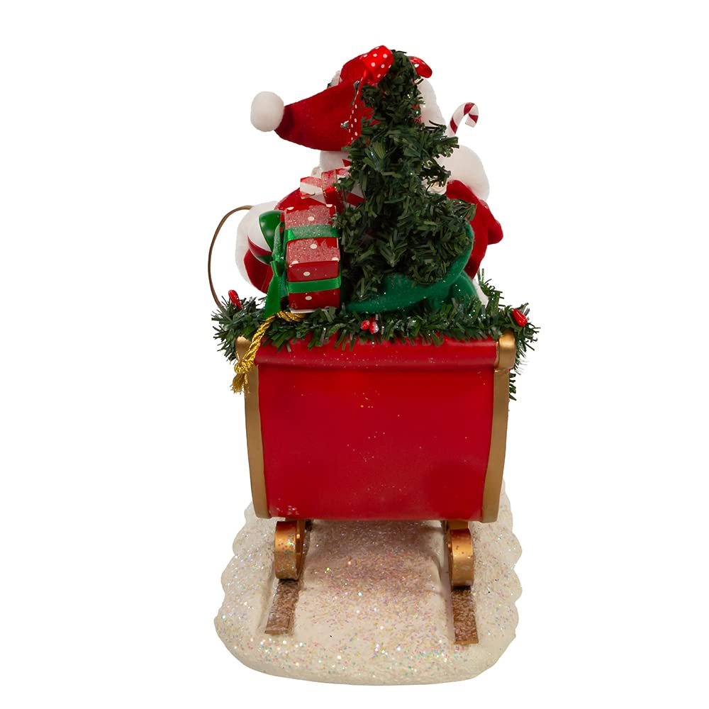 Kurt Adler 10-Inch Fabriche Flamingos Pulling Santa Sleigh