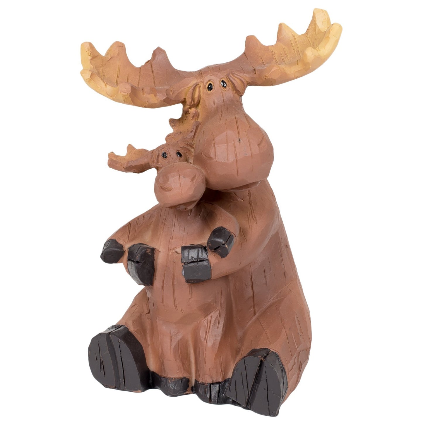 Slifka Sales Co. Mama Moose with Baby 5.25 Inch Resin Decorative Tabletop Figurine