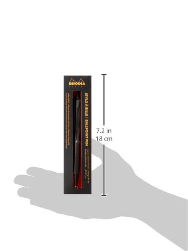 Rhodia 9389C - scRipt Refillable Ballpoint Pen Hexagonal Brushed Aluminium Body - Black - 0.7 mm High Precision Retractable Ball Point, Black Ink - scRipt Collection