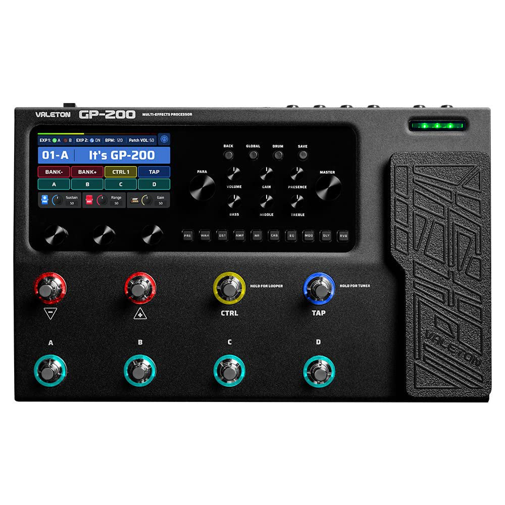 VALETON GP-200 Multi-Effects Guitar/Bass Pedal with Expression, FX Loop, MIDI, Amp Modeling, IR Cab Simulation, Stereo, USB Interface
