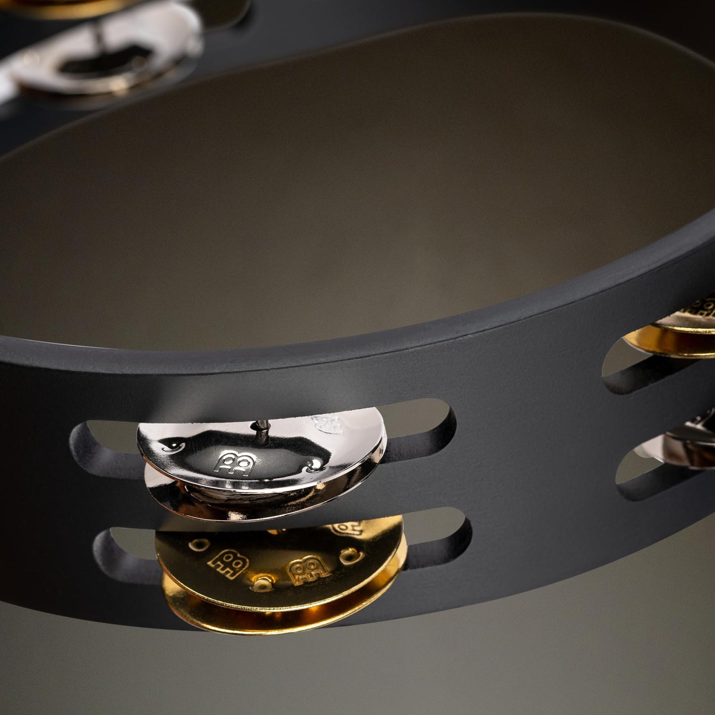 Meinl Percussion Compact Wood Tambourine with Dual Alloy Plated Steel/Solid Brass Jingles, Double Row — NOT Made in China — for All Musicians, 2-Year Warranty (CTA2M-BK)