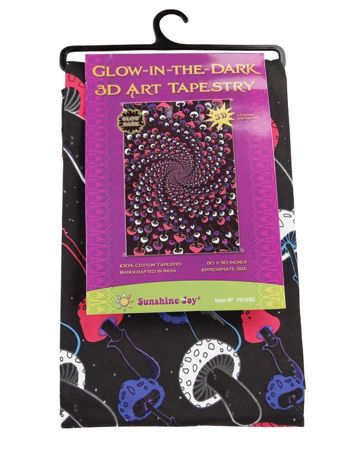 Sunshine Joy 3D Magic Mushroom Spiral Tapestry Wall Art Beach Sheet Huge 60x90 Inches - Amazing 3D Effects