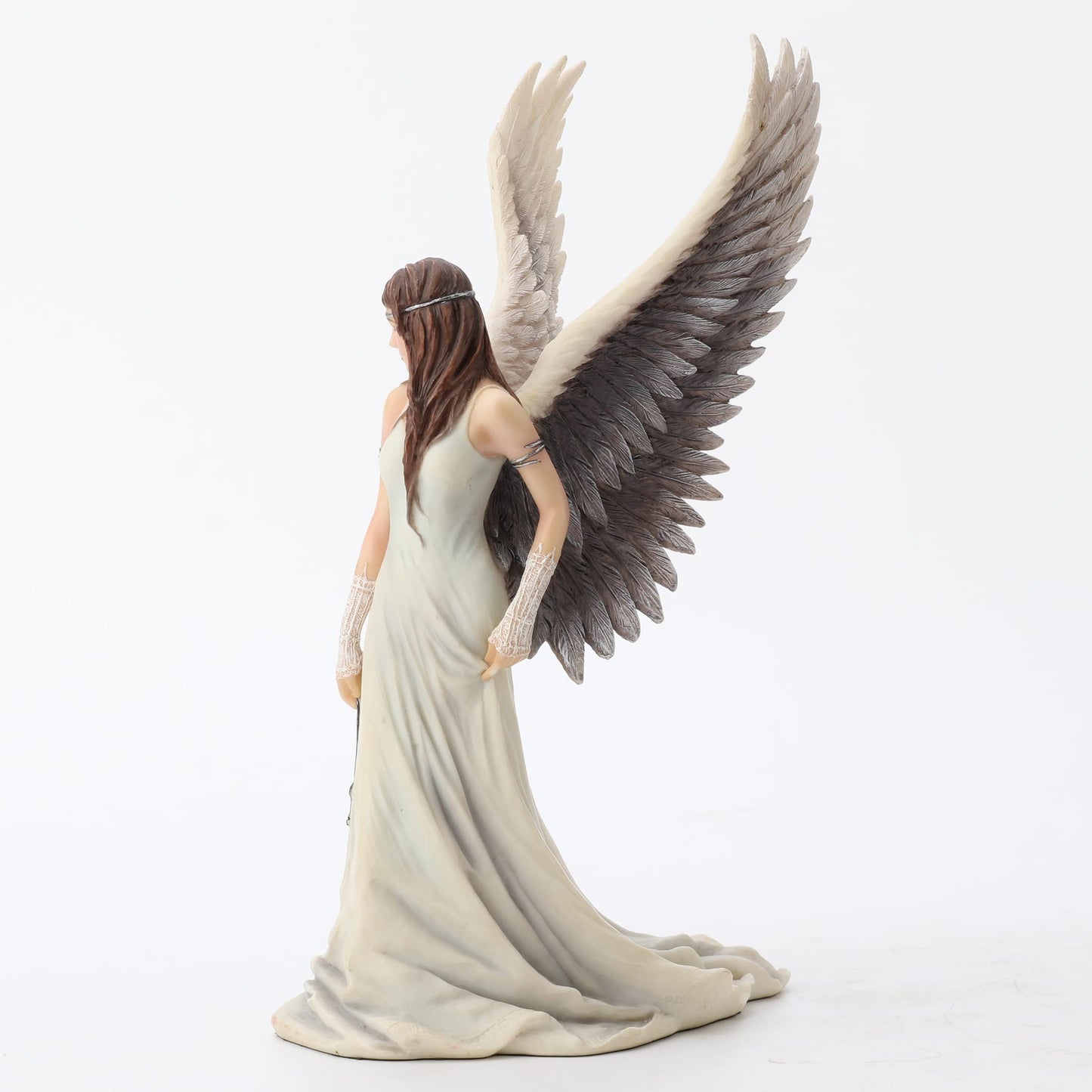 US 9.5 Inch Spirit Guide Fairy Decorative Statue Figurine, White and Gray