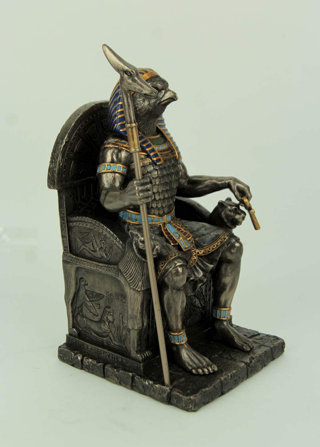 WU Horus Egyptian God Sitting on Throne Statue