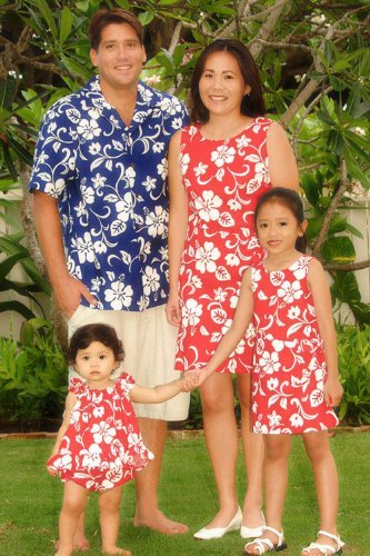 RJC Women's Classic Hibiscus Hawaiian Mock Wrap Sarong Dress Navy Blue XXL