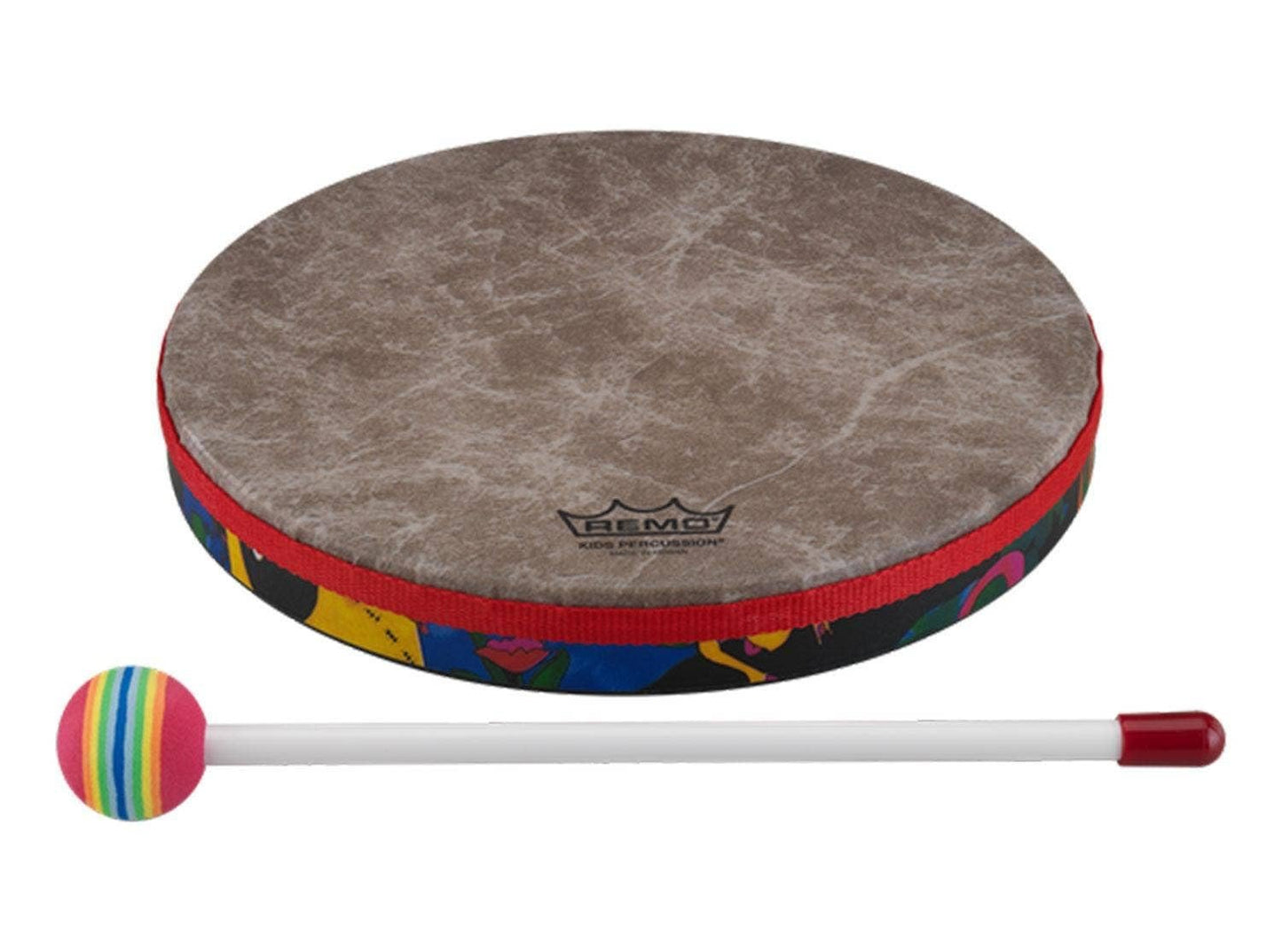 REMO Drum, KIDS PERCUSSION®, Hand Drum, 8" Diameter, 1.25" Depth, Fabric Rain Forest