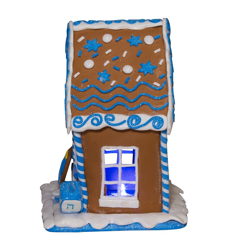 Kurt S. Adler Kurt Adler 7-Inch LED Hanukkah Gingerbread House Tablepiece, Blue