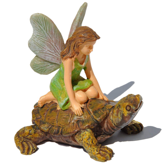 Marshall Home and Garden Racing Tortoise Miniature Fairy Garden Figurine Light Brown Resin