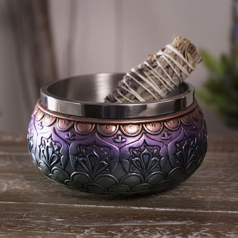 Pacific Giftware Wicca Metaphysical Positive Energy Spiritual Divinity Intricate Gradient Colors Chakra Buddhist Mandala Smudging Smudge Bowl Figurine Scrying Vessel Container Decorative Bowls