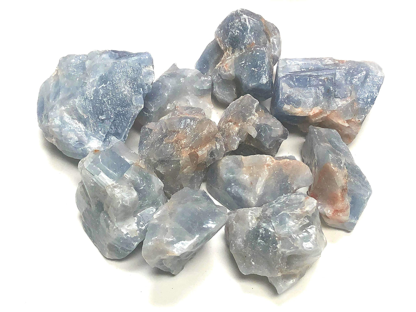 Zentron Crystal Collection Rough Blue Calcite Stones - Large 1" Pieces in Velvet Bag (1 Pound)