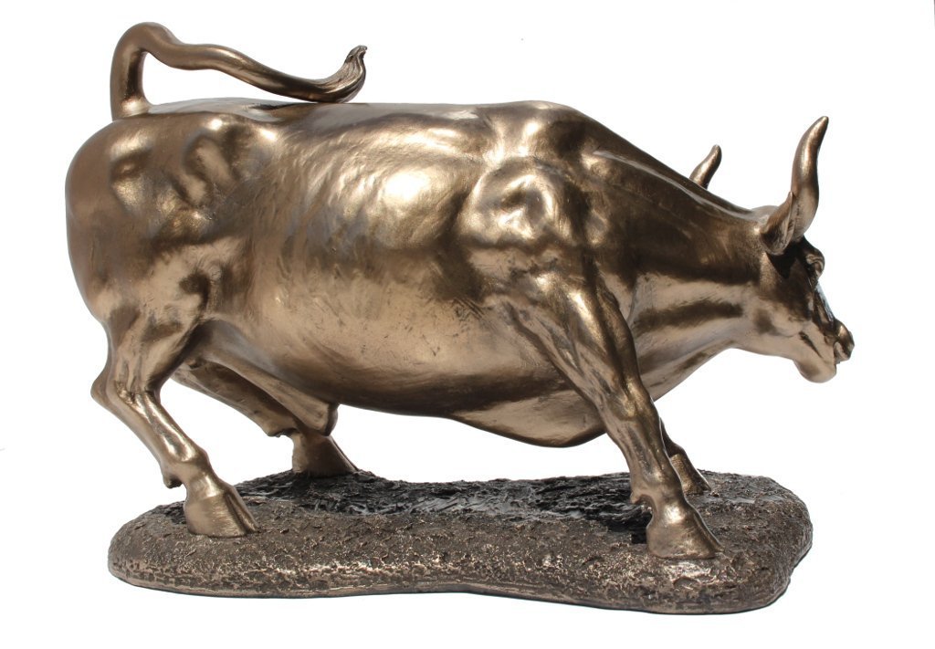 Unicorn Studios 9.5 Inch Figurine Replica Bull Polished Bronze Hued