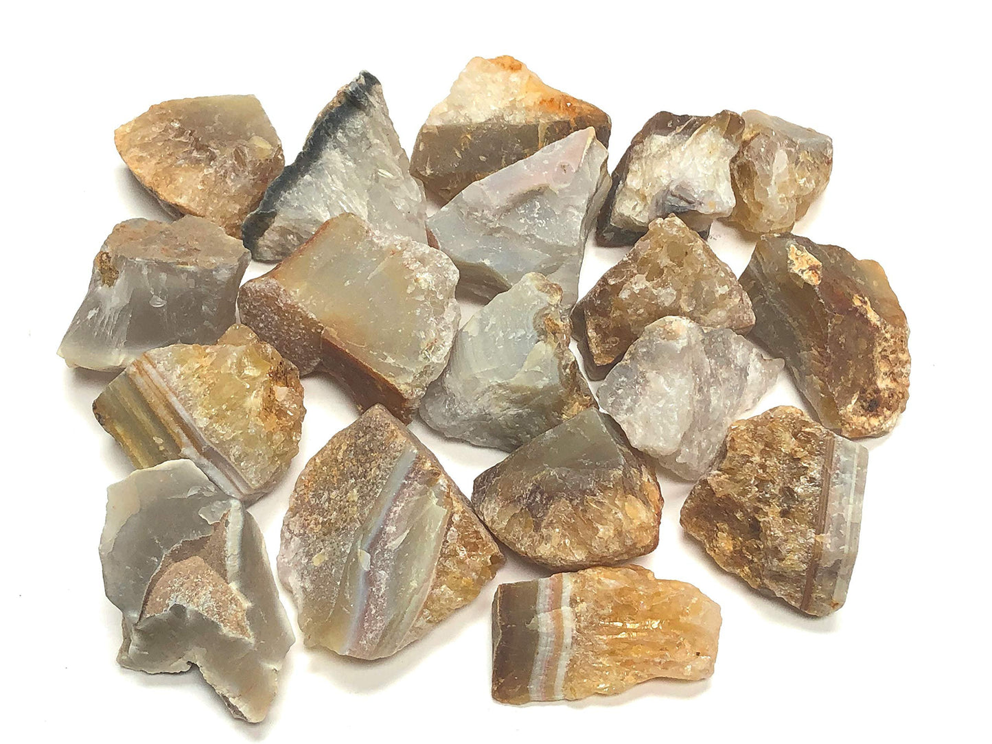 Zentron Crystal Collection Rough Natural Agate Stones - Large 1" Pieces with Velvet Bag