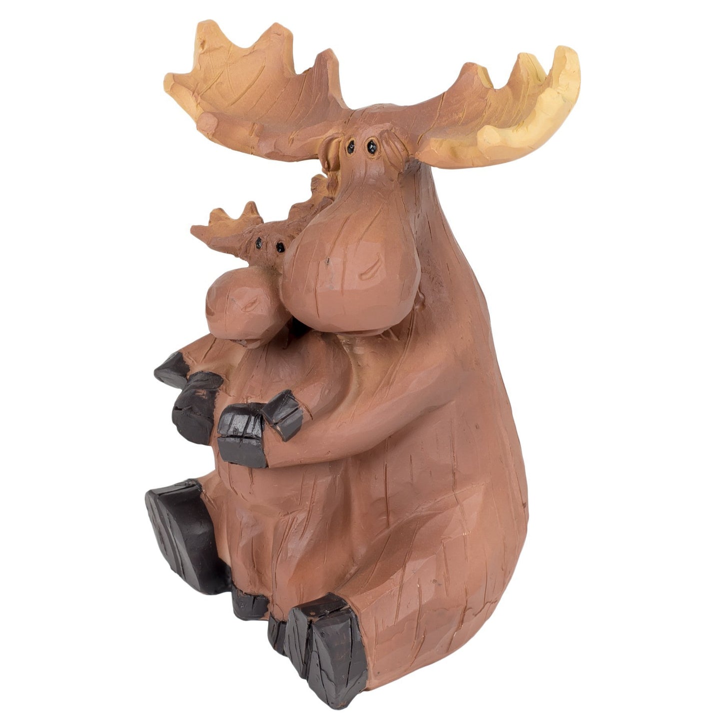 Slifka Sales Co. Mama Moose with Baby 5.25 Inch Resin Decorative Tabletop Figurine