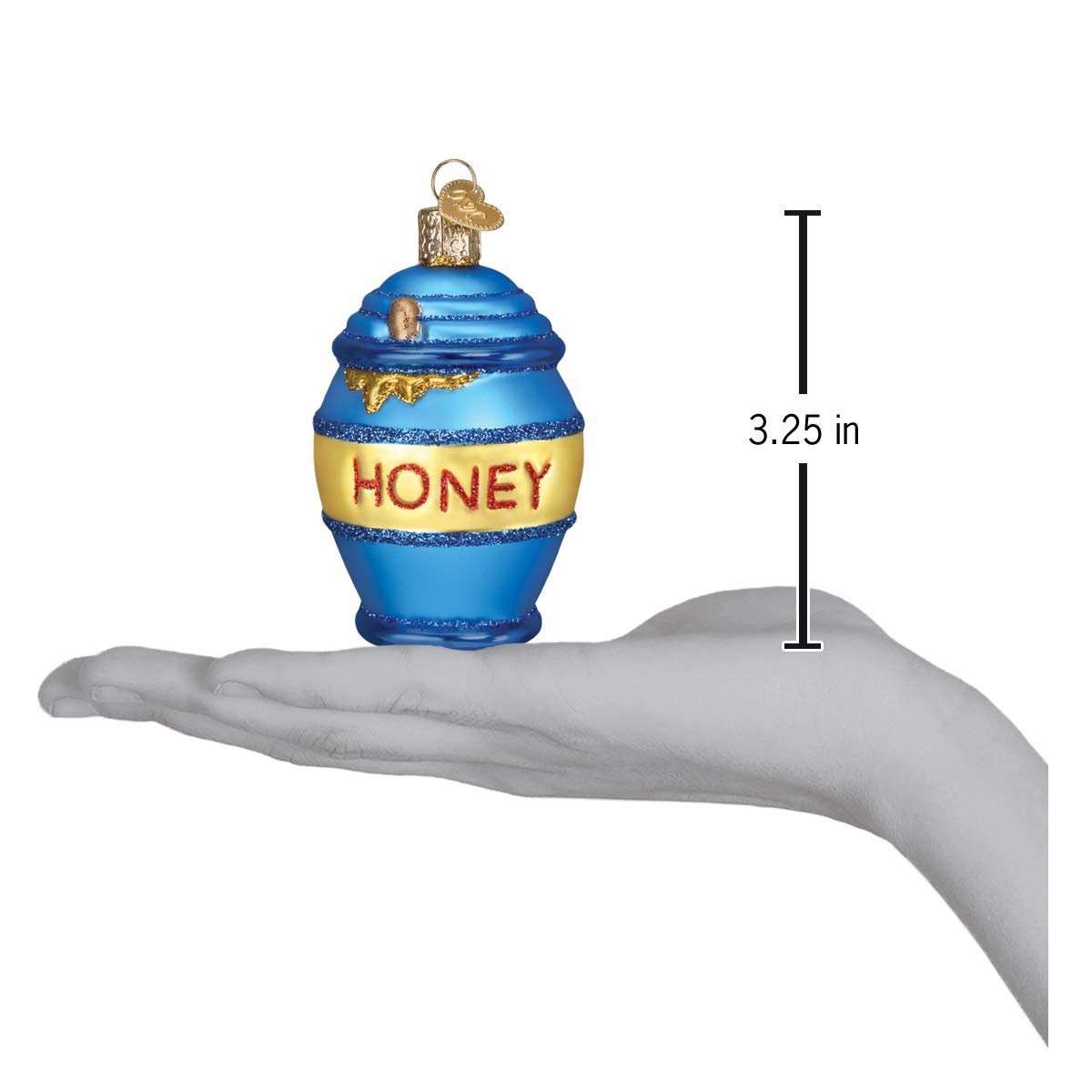 Old World Christmas Bee Collection Glass Blown Ornament for Christmas Tree, Honey Pot