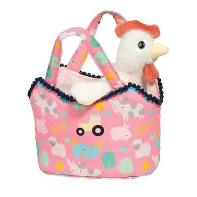 Douglas Sassy Pet Sak Farm Friends with White Hen 6.5"