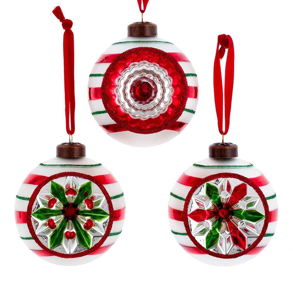 Kurt Adler Glass Vintage Early Year 3-Pieces Reflector Ornament Set
