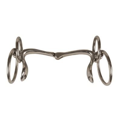 Big Dees Springsteen Snaffle Bit with Curved Half Cheek, 5 inch Mouth, 2 inch Rings