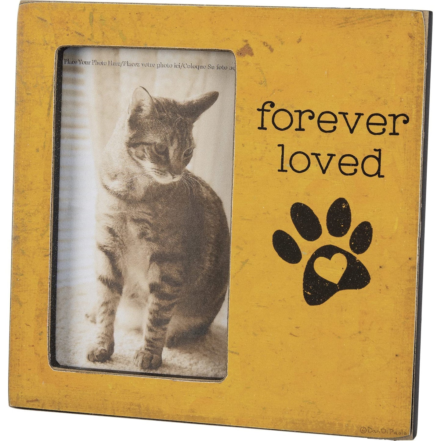 Primitives by Kathy Pawprint Design Pet Memorial Forever Loved Photo Picture Frame (Holds 3x5 Photo)