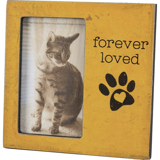 Primitives by Kathy Pawprint Design Pet Memorial Forever Loved Photo Picture Frame (Holds 3x5 Photo)
