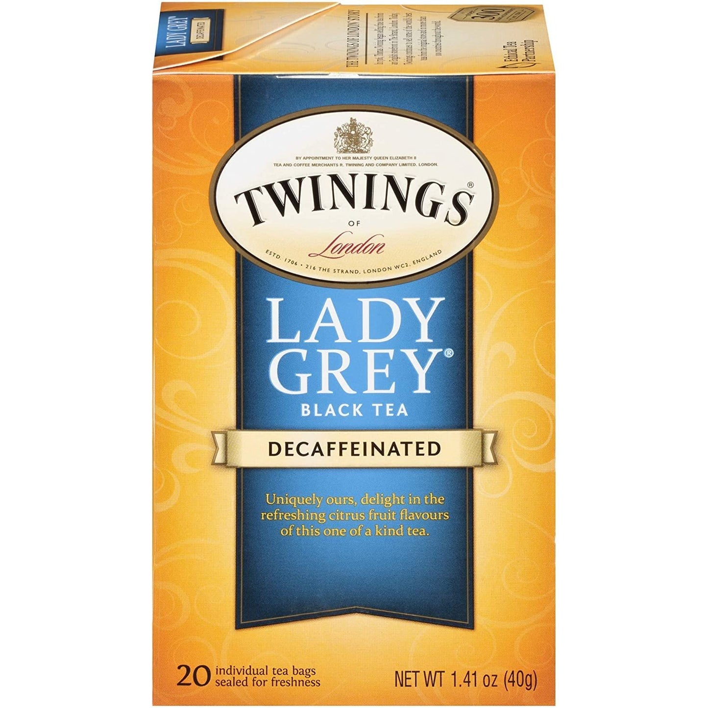 Twinings Decaf Lady Grey Tea 1.41 oz each (3 Items Per Order)