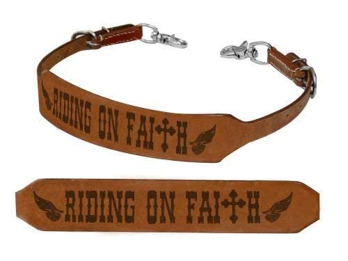 Showman "Riding ON Faith Branded Cross & Wing Design Leather Wither Strap