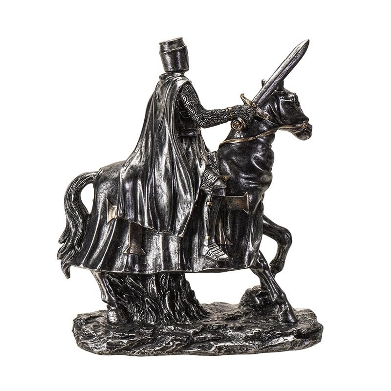 Pacific Giftware Medieval Knight on Horseback with Sword and Shield Figurine Detailed Decor Piece Medieval Armor and Cross Emblems Gifts and Tabletop or Office Desk for Home 8 Inches
