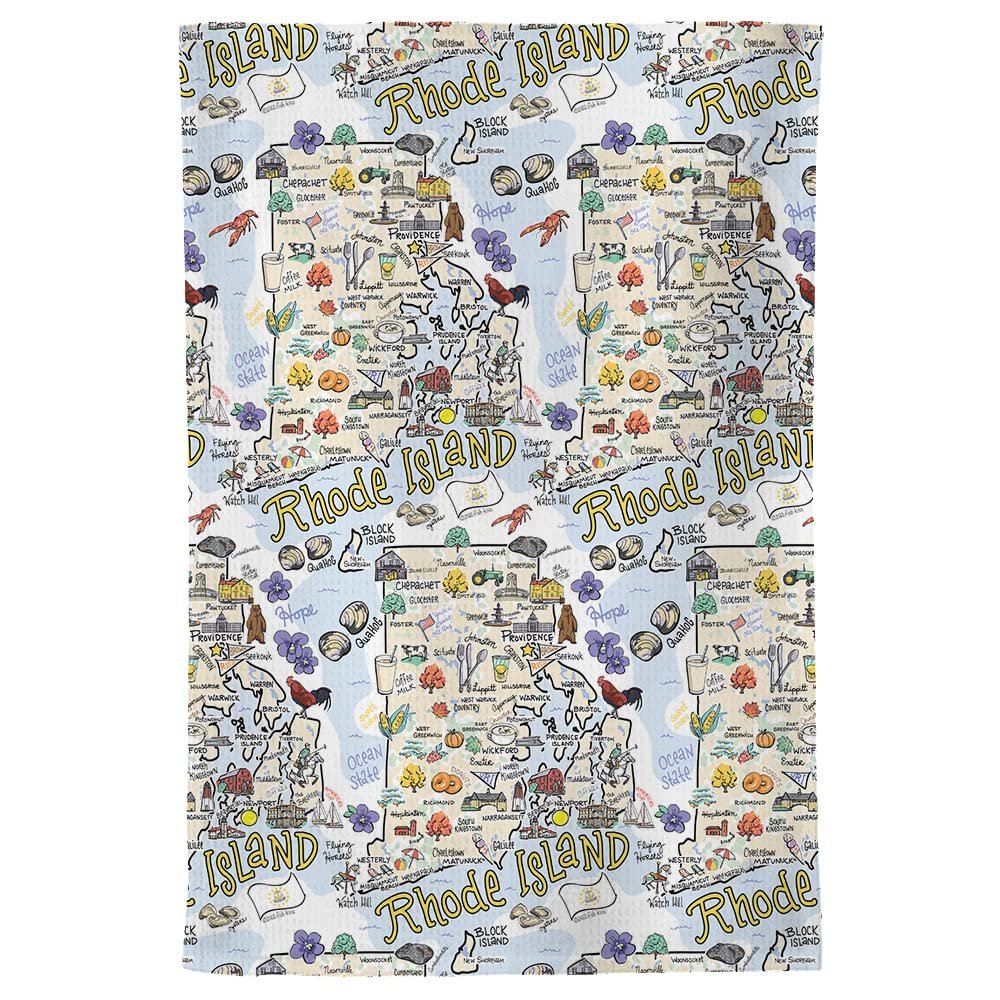 Fish Kiss 16"x24" Map Towel is 100% Microfiber Waffle Weave Help You Explore in Detail – Our Super Absorbent & Soft, Machine Washable State Map Towel is Stain & Wrinkle Resistant