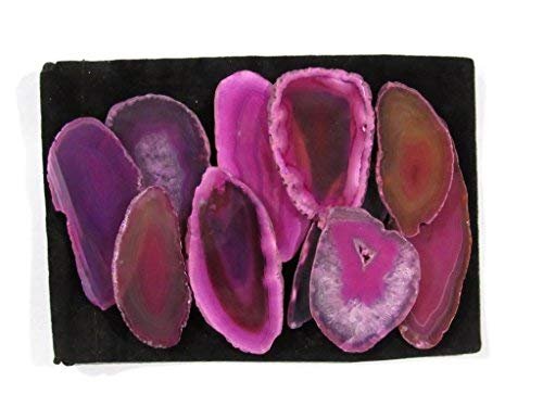 Zentron Crystals Colorful Set of 12 Polished Agate Slices in Velvet Bag