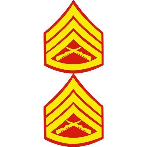 USMC E-6 Staff Sergeant 1.3" Clear Decal 2 pc.