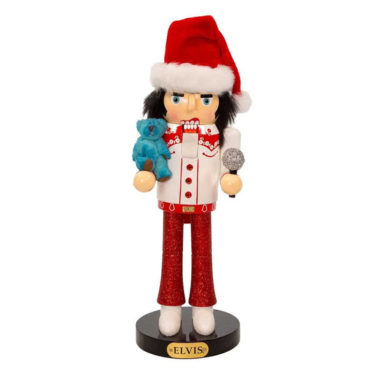 Elvis Presley Kurt Adler 10-Inch with Teddy Bear Nutcracker, Red