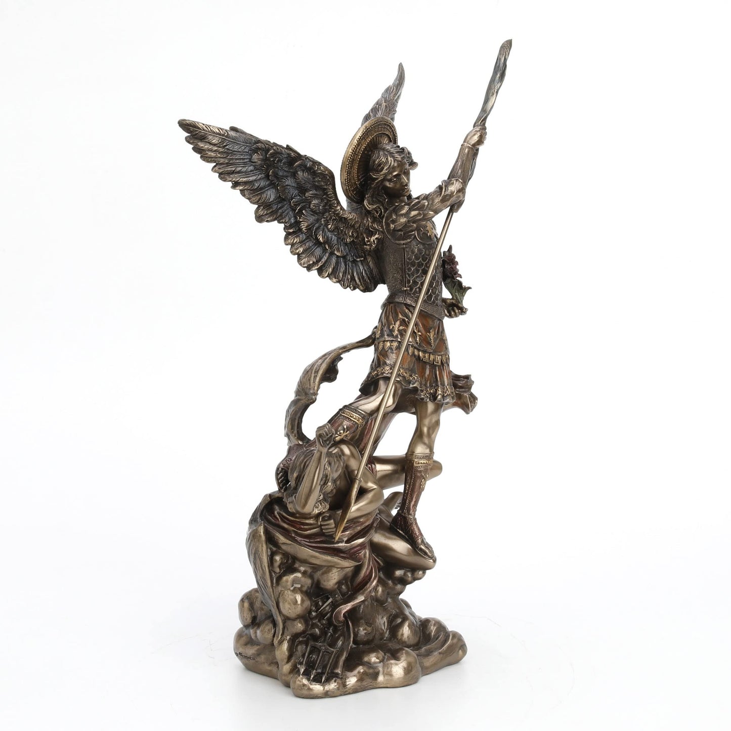Unicorn Studios WU73529A4 St. Michael Holding Flowers Standing on The Demon