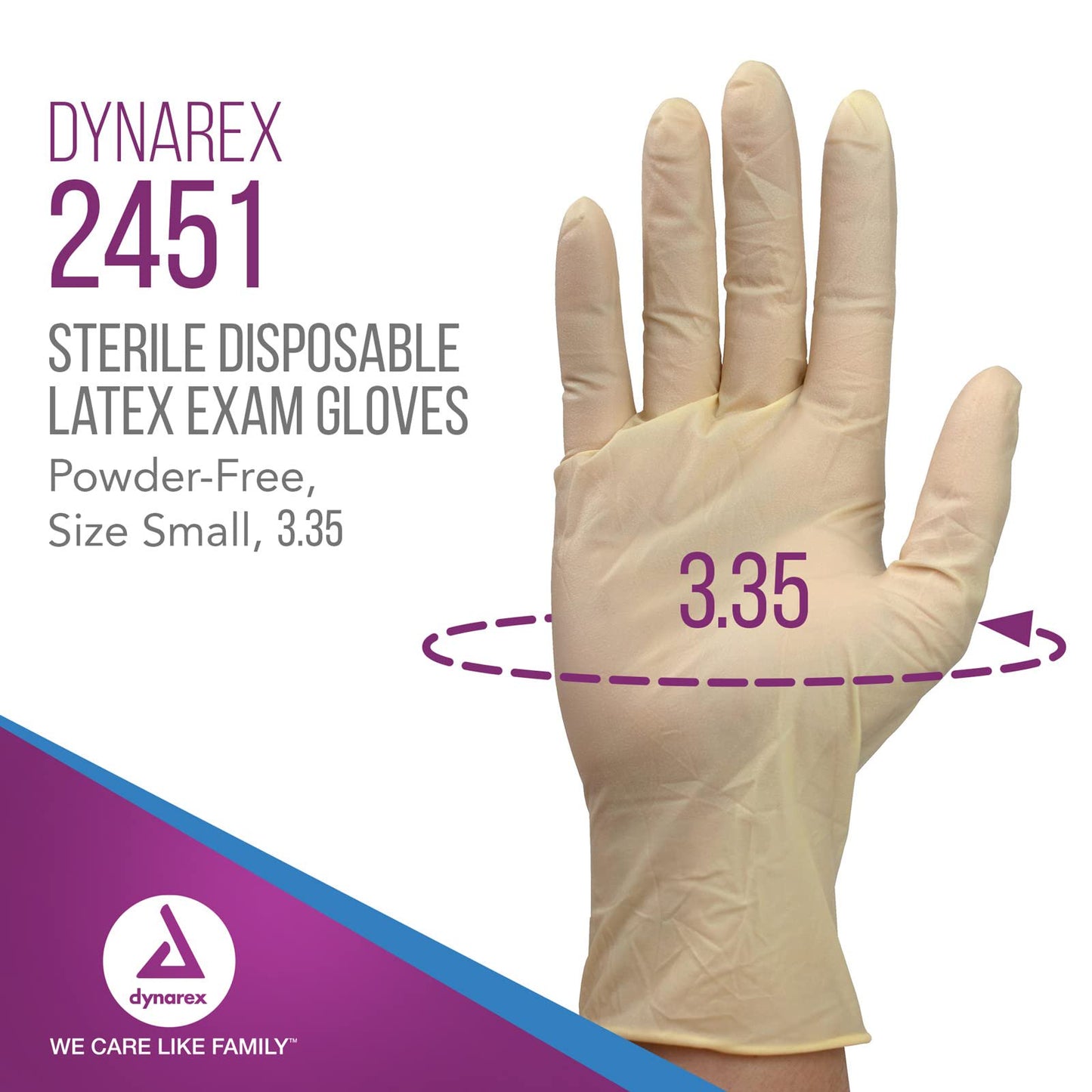 Dynarex Sterile Disposable Latex Exam Gloves, Powder-Free, Sterilely Packaged in Pairs, Medical and Healthcare Use, Bisque, Small, 1 Box of 50 Pairs