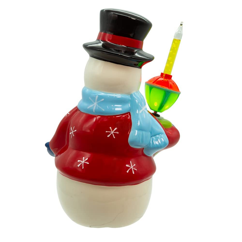 Kurt S. Adler Kurt Adler 10-Inch Ceramic Snowman with Bubble Light Table Piece, White