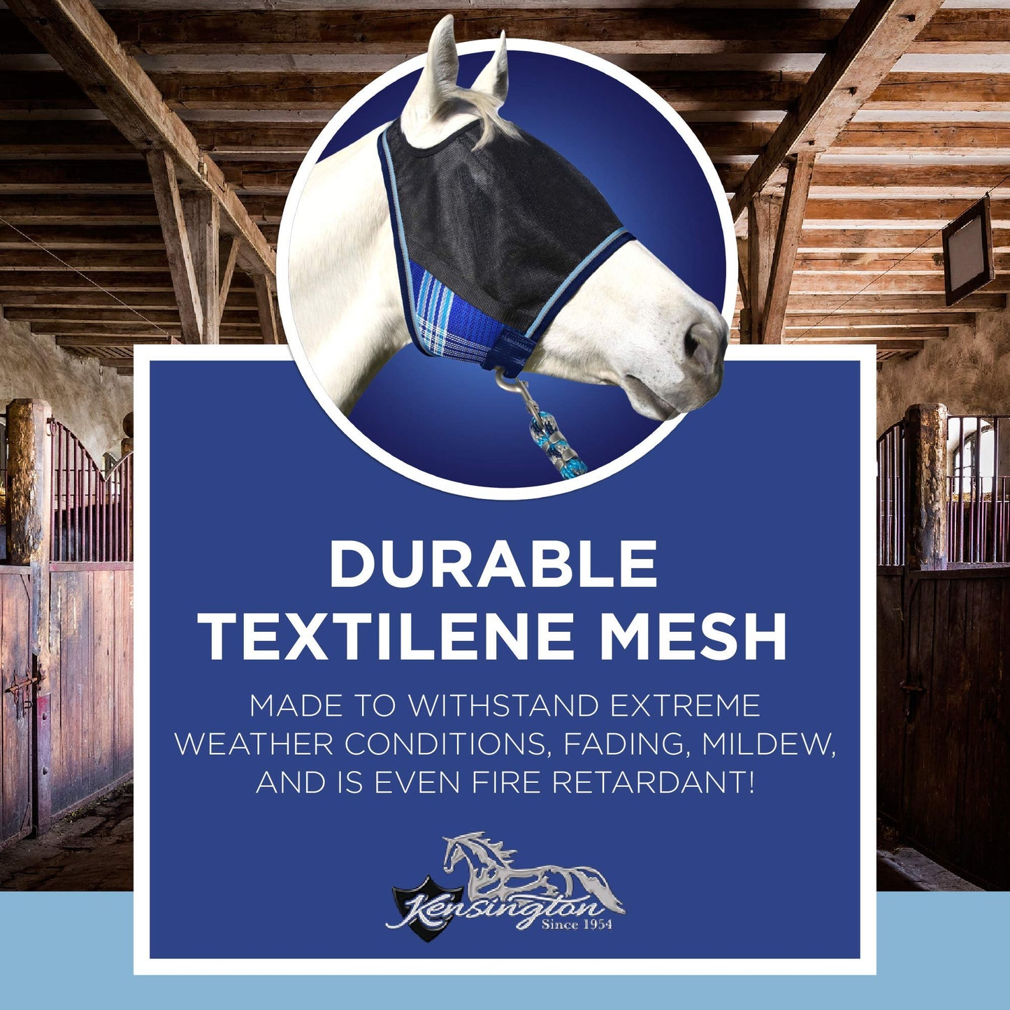 Kensington UViator CatchMask Horse Fly Mask with Web Trim UV Eye Protection Mask for Horse - XL, Kentucky Blue