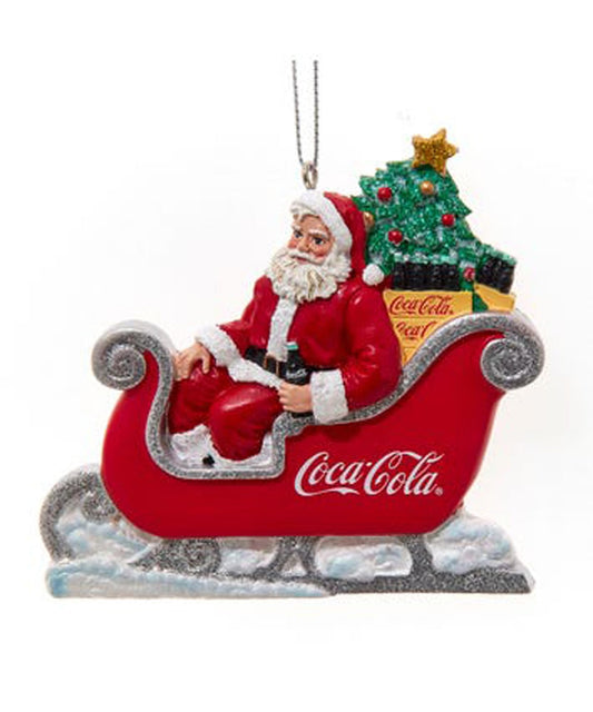 Kurt Adler 3.25 Inch Resin Coke Santa in Sleigh Ornament