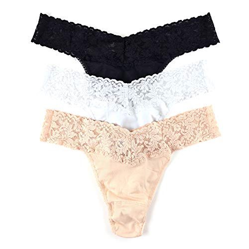 hanky panky - Supima Cotton Original Rise Thongs for Women | Lacy Lingerie, Cotton Panties | One Size (4-14) | 3 pack