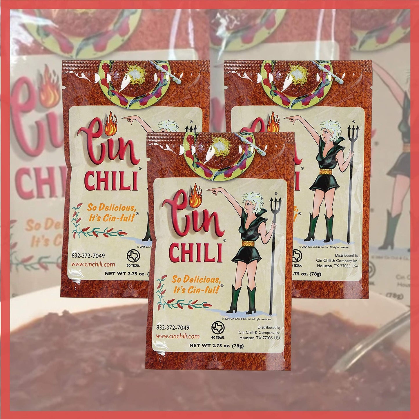 Cin Chili Mix Deliciously Cin-ful Seasoning Sauce for Cooking or Baking, Pack of 3