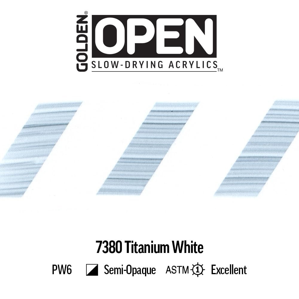 OPEN Slow-Drying Acrylics by GOLDEN, Titanium White, 32 fl oz. Jar, Professional Acrylic Paint, Semi-Opaque