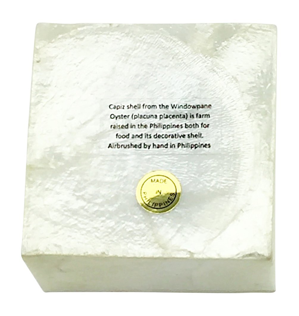 Kubla Craft Beach with Palm Trees Capiz Shell Keepsake Box, 3 Inches Square