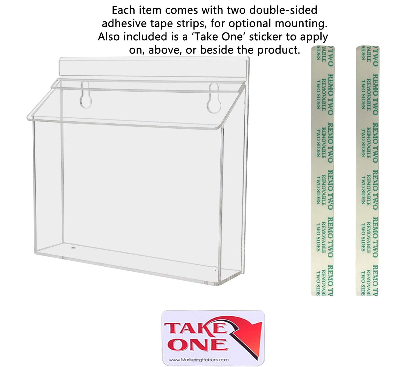 Marketing Holders Outdoor Brochure Holder Holds 9” x 6” Booklets and Bifolds Wall Mount Clear Acrylic Box with Lid Store Front Pamphlet Display Take One Organizer Bin