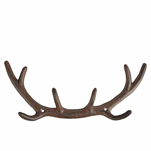Quirky Cast Iron Antler Coat Hooks. Holds up to 8 Coats by Esschert Design