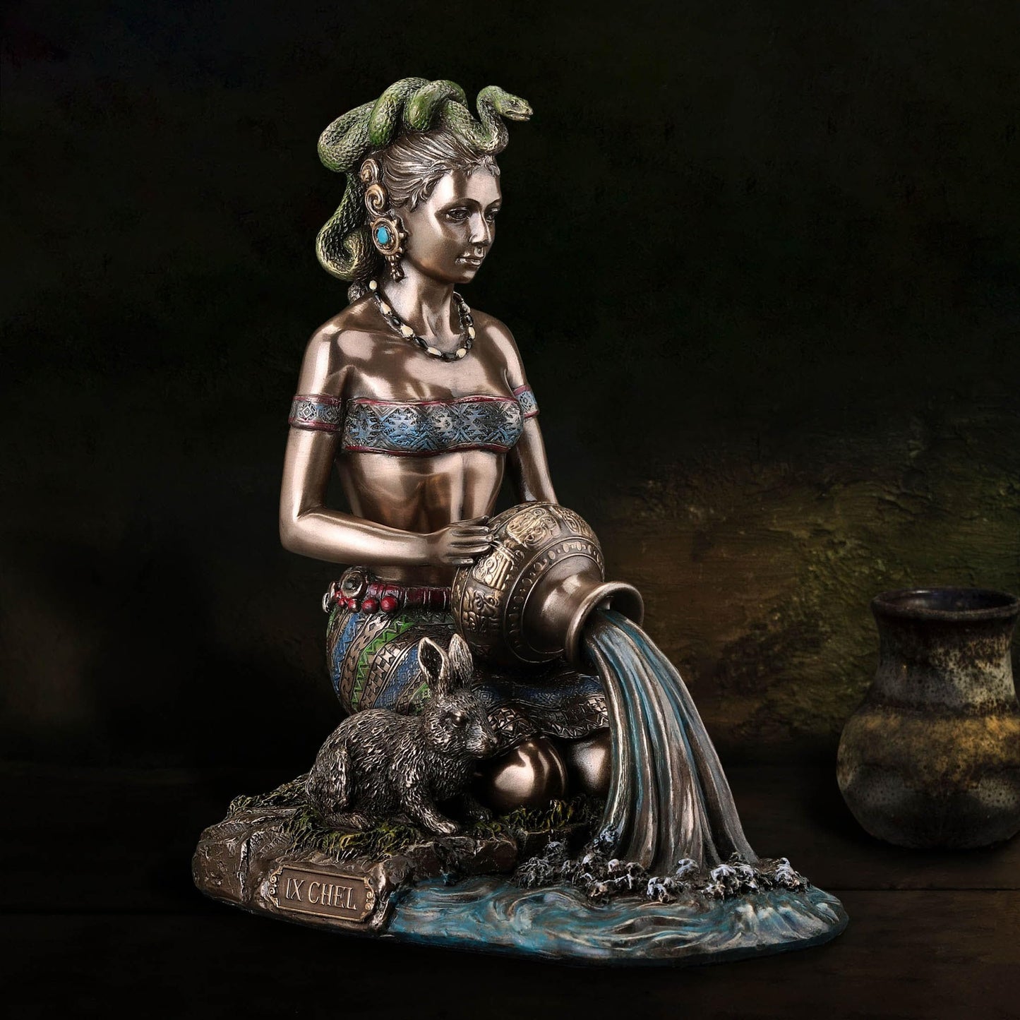Veronese Design 6 1/4 Ix Chel Mayan Jauar Goddess of Midwifery and Medicine Cold Cast Resin Bronze Finish