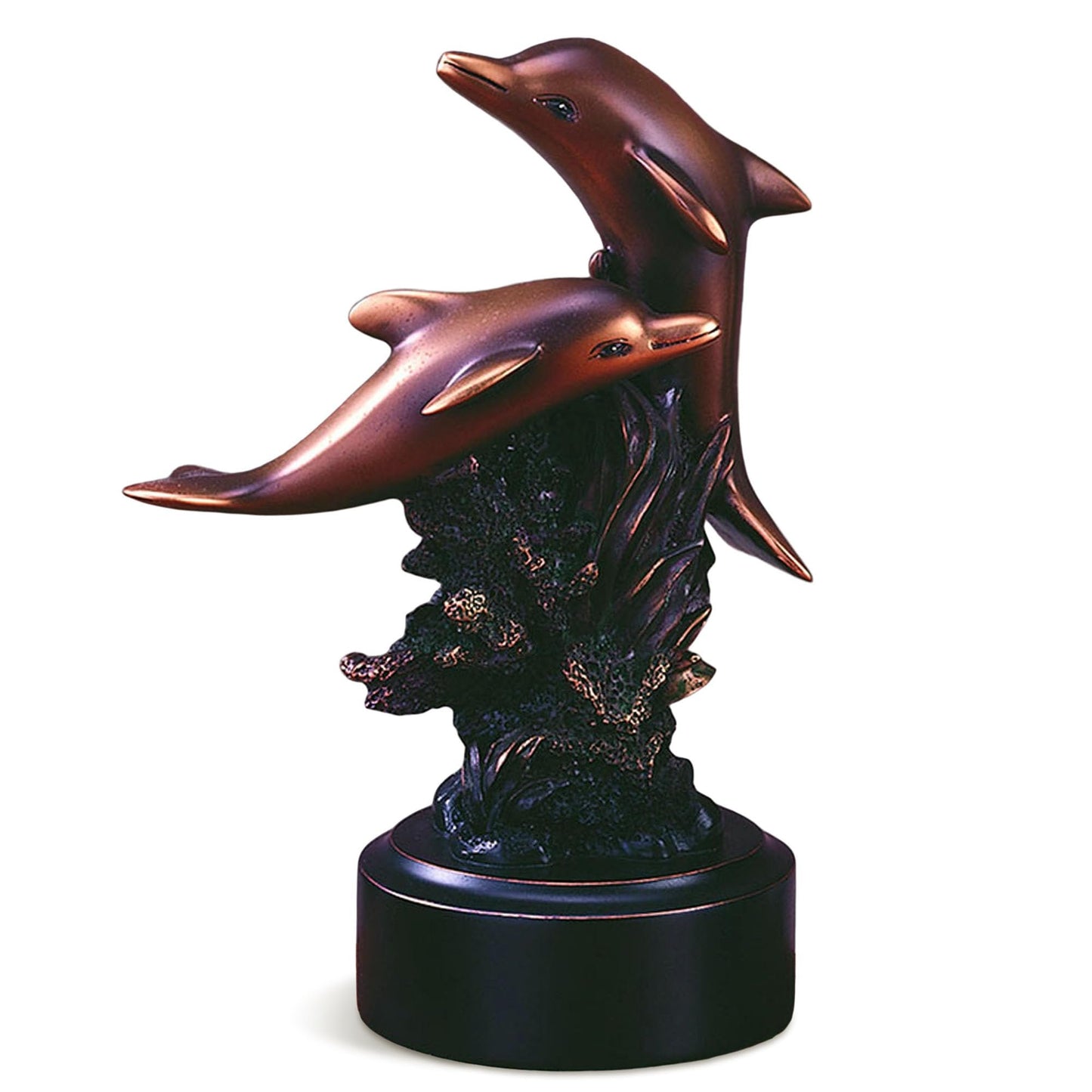 Two Playing Dolphins Statue - Bronze Finish Figurine