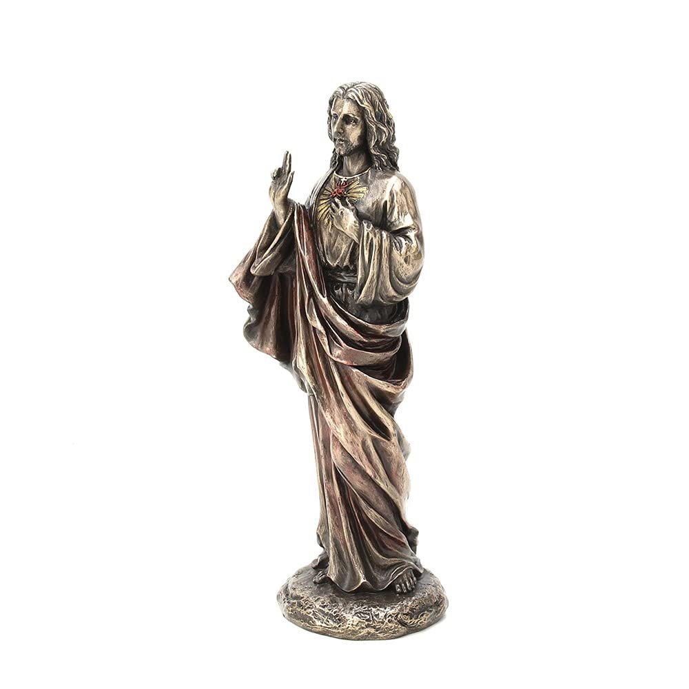 Veronese Design 8 1/4" Tall Sacred Heart of Jesus Cold Cast Bronzed Resin Statue Religious Sculpture Home Decor Gift
