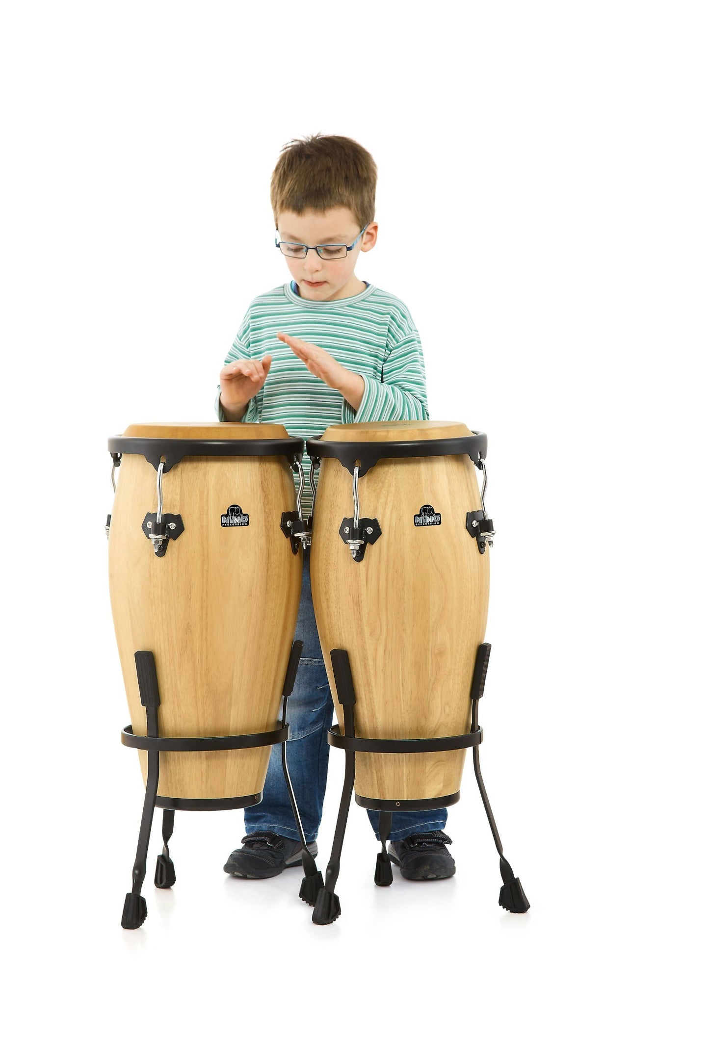 Meinl NINO Wood Congas 8" & 9" Set, Incl. Basket Stands Natural